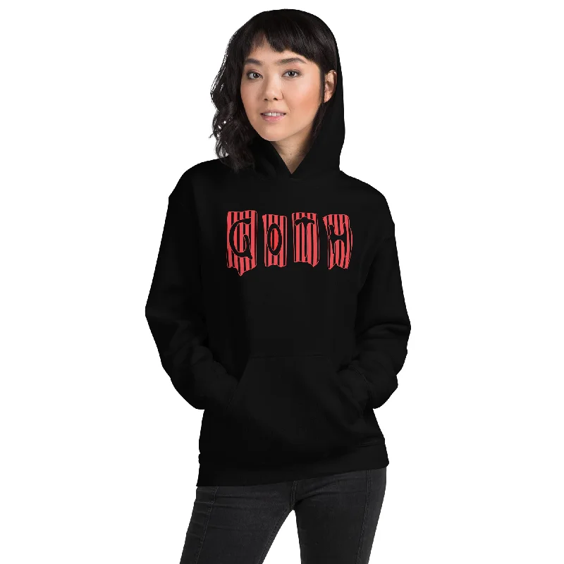 Black and Red Vertical Stripe Goth Wallpaper Style Unisex Hoodie Sweatshirt Hoodie with Hem Drawcord Adjustable Customizable