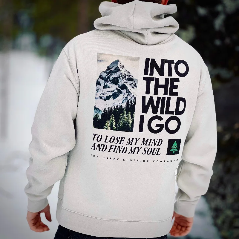 Into The Wild I Go Unisex Relaxed Hoodie Hoodie with Button Classic Timeless