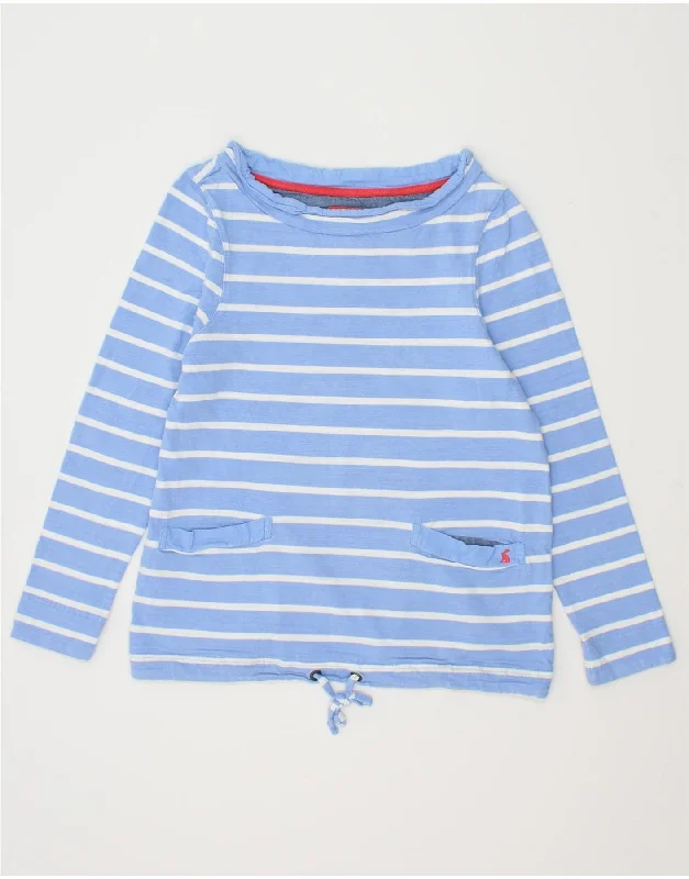 JOULES Womens Sweatshirt Jumper UK 10 Small Blue Striped Cotton Hoodie Dress Longline Feminine