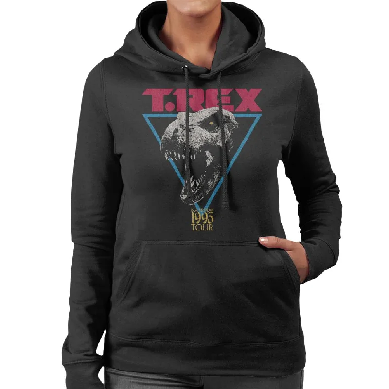 Jurassic Park Isla Nublar Tour Tyrannosaurus Rex Women's Hooded Sweatshirt Hoodie with Full-Zip Functional Layering