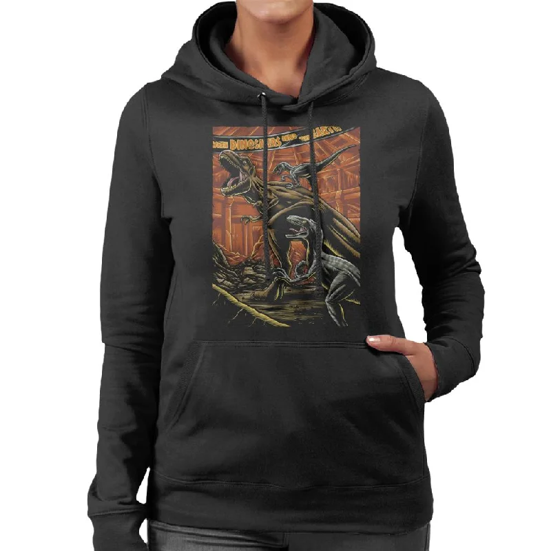 Jurassic Park When Dinosaurs Ruled The Earth Women's Hooded Sweatshirt Hoodie with Embroidery Detailed Premium