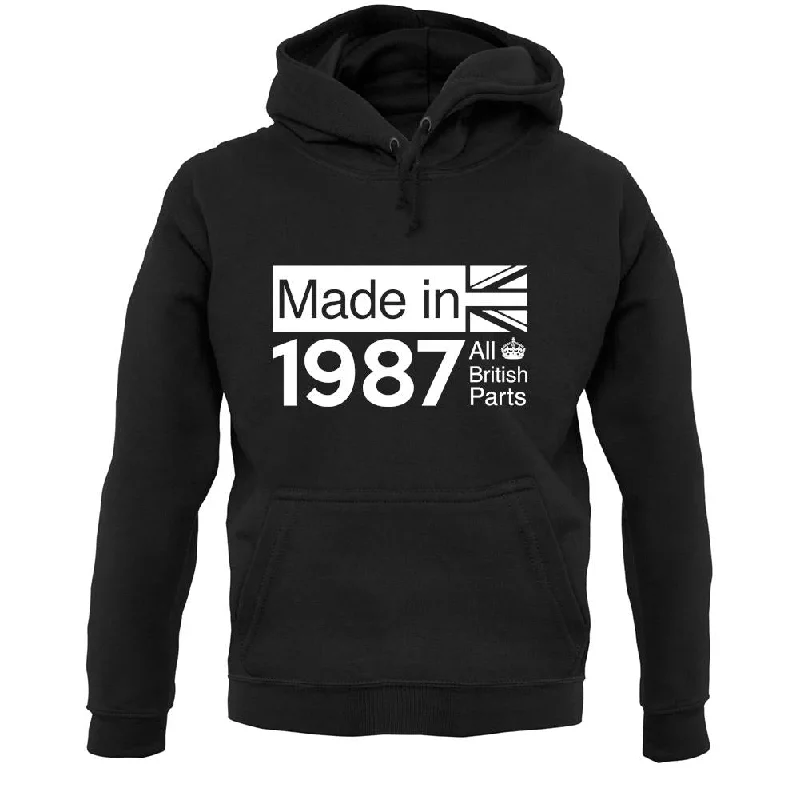 Made In 1987 All British Parts Crown Unisex Hoodie Hoodie with Illustration Artistic Creative