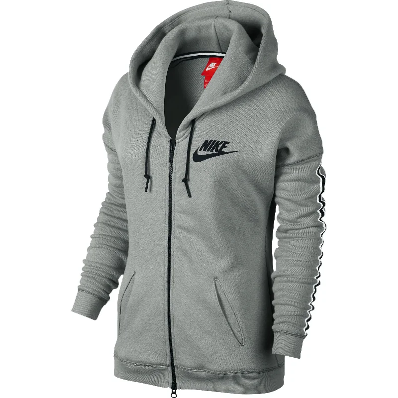 Nike District 72 Full-Zip Women's Hoodie Cool Grey/Black Hoodie with Hem Patch Decorative Personalized