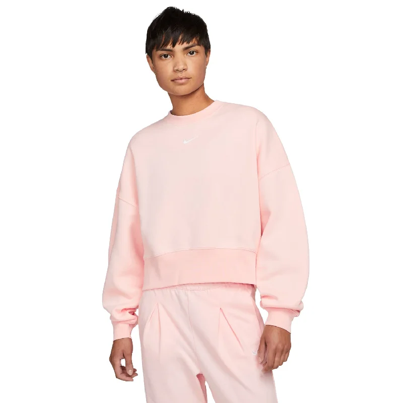 Nike Sportswear Collection Essentials Women's Sweatshirt Atmosphere Pink Hoodie with Mock Neck Collared Structured