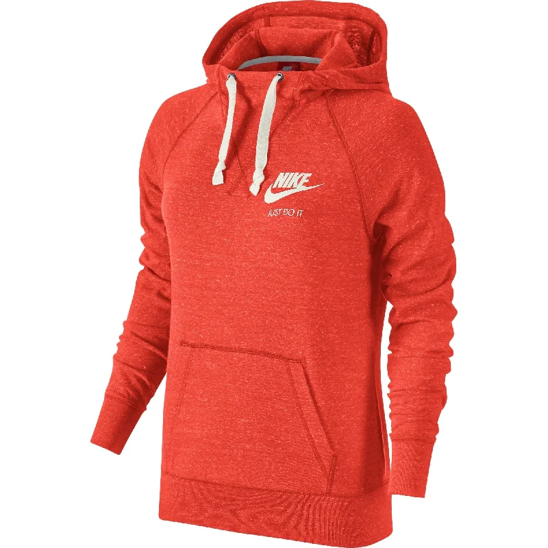 Nike Sportswear Gym Vintage Women's Hoodie Orange/White Hoodie with Mock Neck Collared Structured