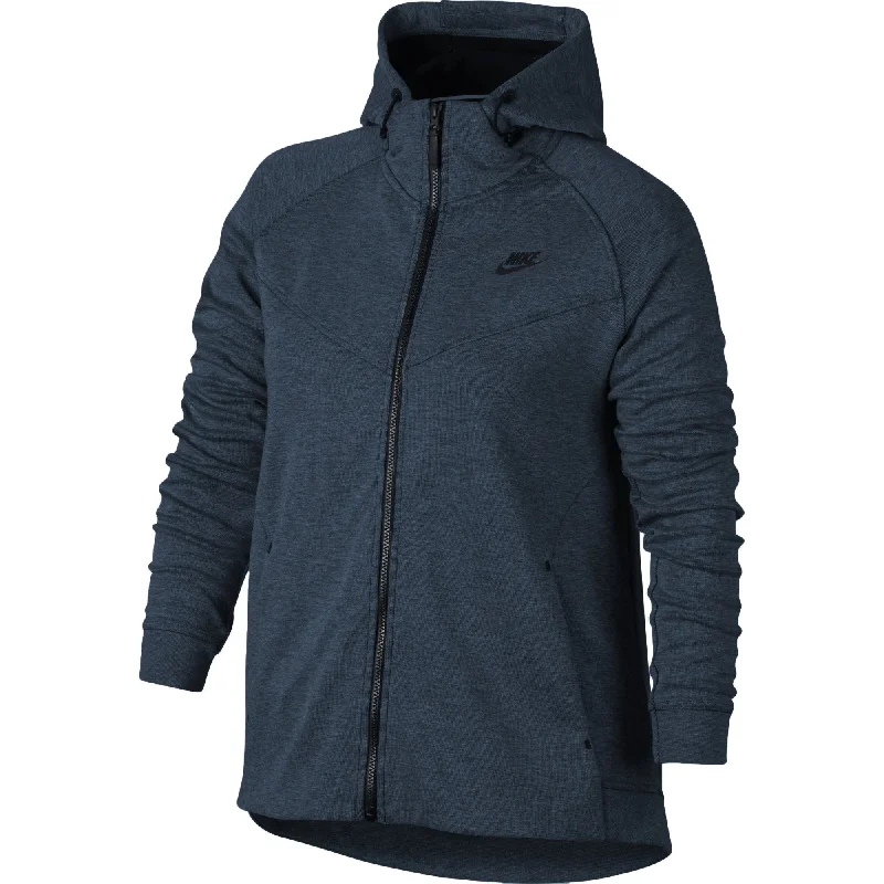 Nike Sportswear Tech Fleece Full Zip Plus Size Women's Hoodie Squarden Blue Hoodie with Distressed Vintage Worn