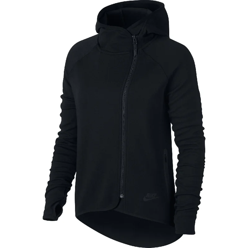 Nike Sportswear Tech Fleece Women's Full Zip Cape Hoodie Black Hoodie with Batwing Sleeves Loose Dramatic