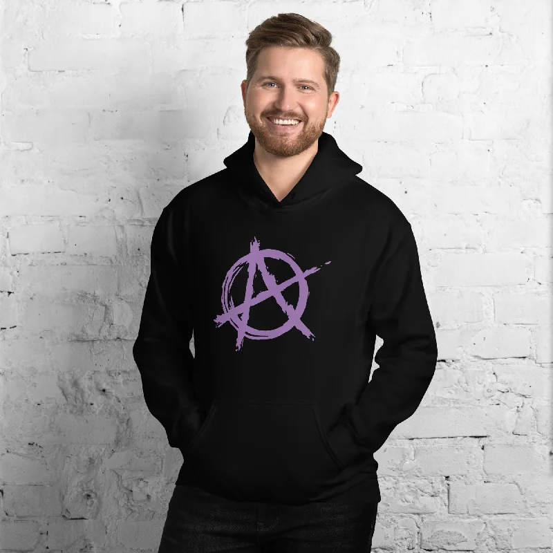 Purple Anarchy is Order Symbol Punk Rock Unisex Hoodie Sweatshirt Hoodie with Hem Lace Feminine Delicate