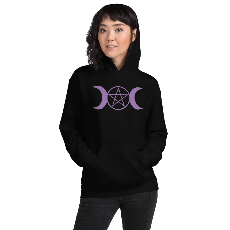 Purple Triple Moon Goddess Wiccan Pagan Symbol Unisex Hoodie Sweatshirt Hoodie with Half-Zip Sporty Casual