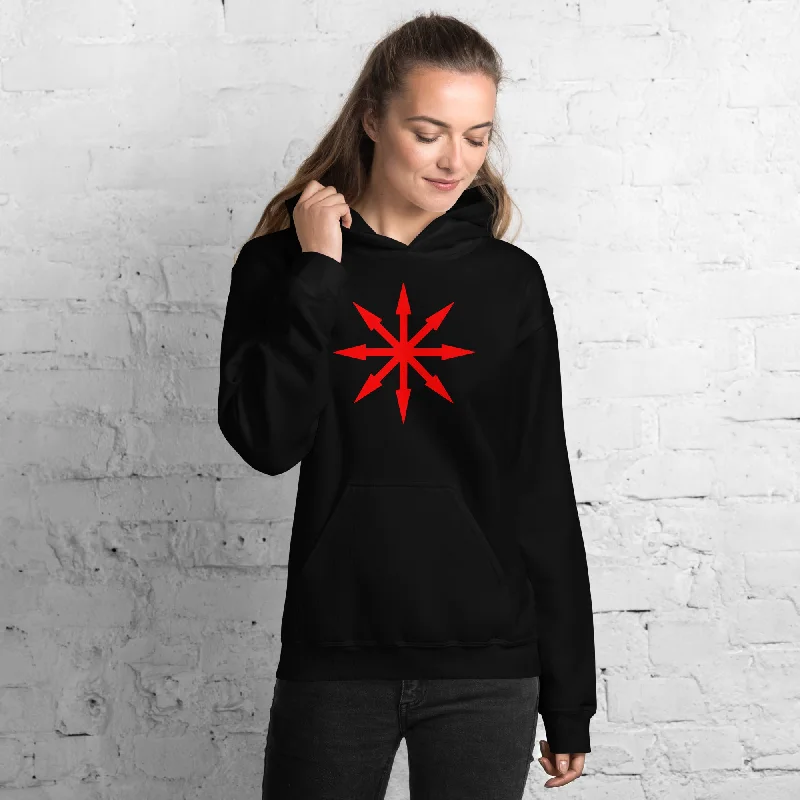 Red Symbol of Chaos Magick Star Unisex Hoodie Sweatshirt Hoodie with Side Slits Relaxed Casual