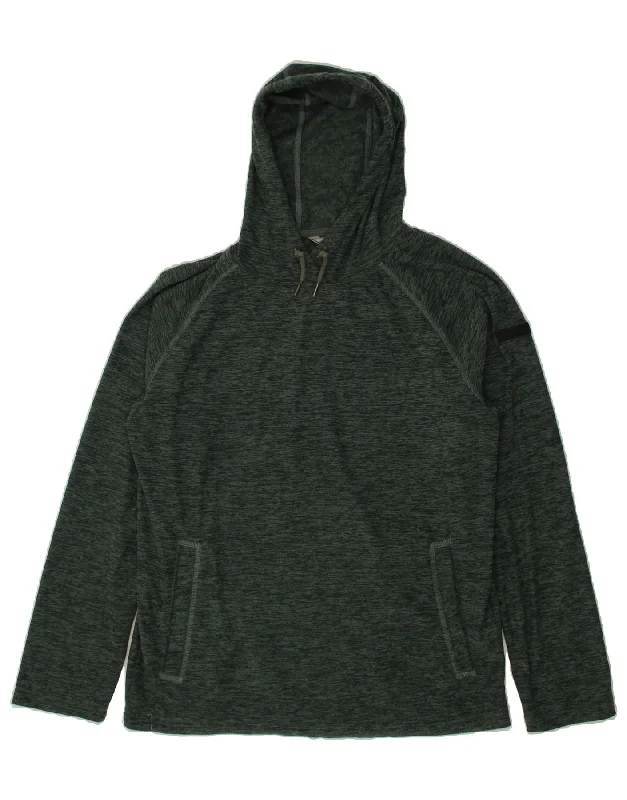 REGATTA Mens Fleece Hoodie Jumper Medium Green Flecked Polyester Hoodie with Slit Hem Functional Movement