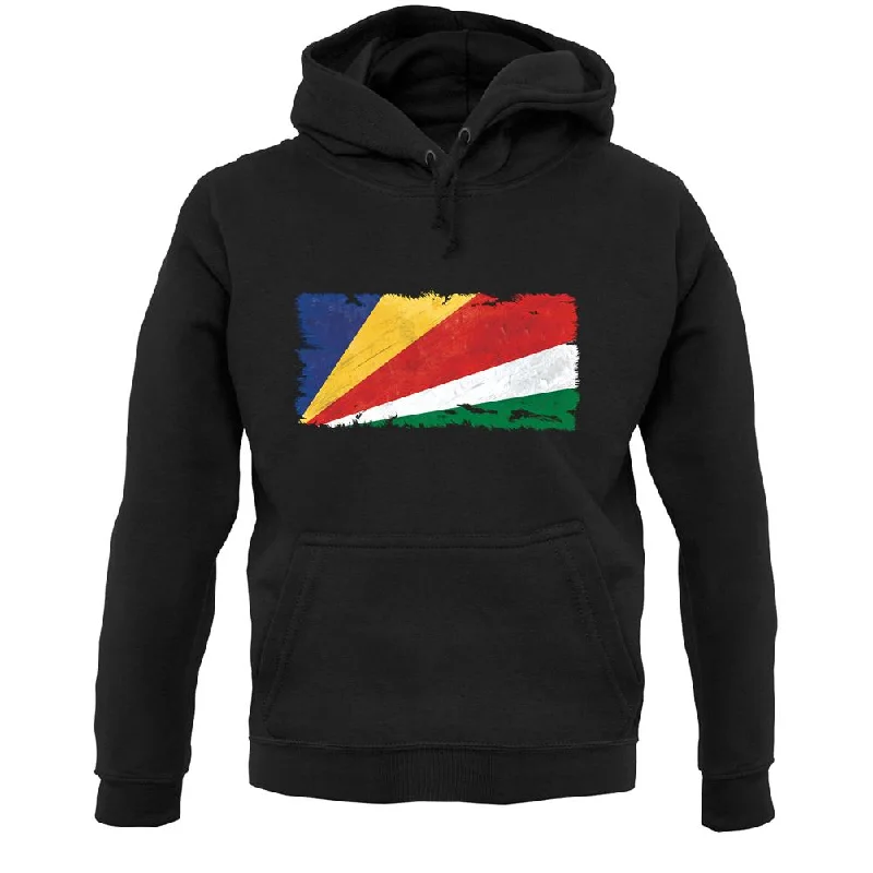 Seychelles Grunge Style Flag Unisex Hoodie Hoodie with Hem Drawcord Adjustable Customizable