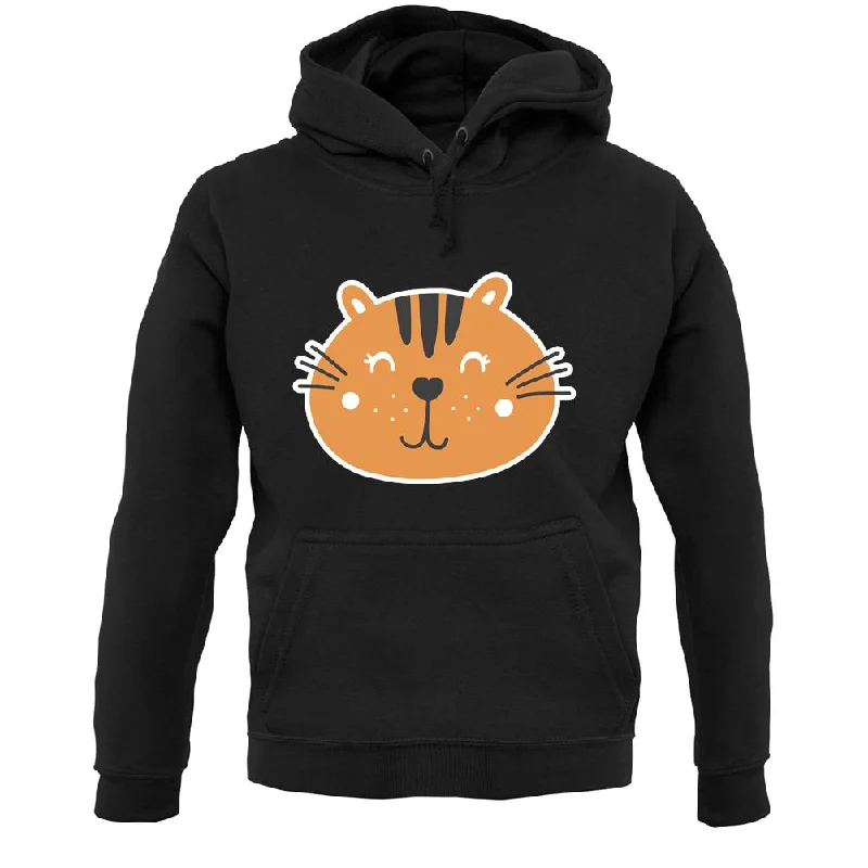 Smiley Face Tiger Unisex Hoodie Hoodie with Cuffed Sleeves Snug Secure