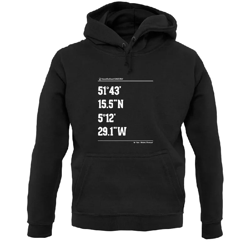 Surfing Coordinates Marloes Sands Unisex Hoodie Hoodie Jacket Zipper Layering