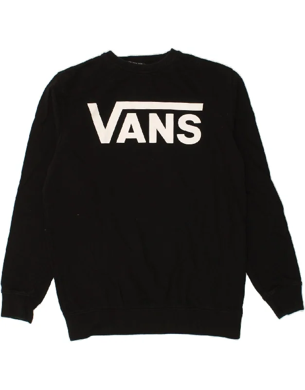 VANS Mens Graphic Sweatshirt Jumper Medium Black Cotton Hoodie with Zipper Versatile Modern