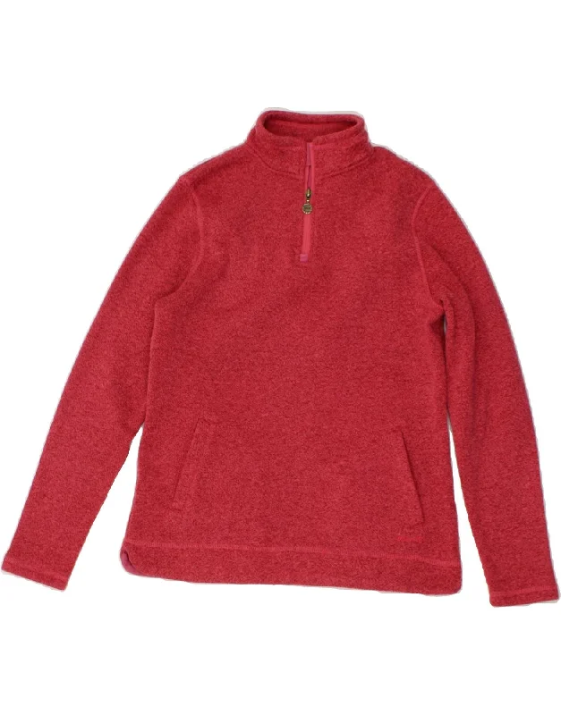 WEIRD FISH Womens Zip Neck Sweatshirt Jumper UK 12 Medium Red Polyester Hoodie with Hem Contrast Bold Stylish