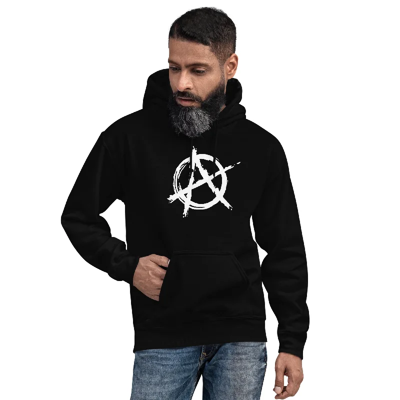 White Anarchy is Order Symbol Punk Rock Unisex Hoodie Sweatshirt Hoodie with Ribbed Hem Stretchable Secure