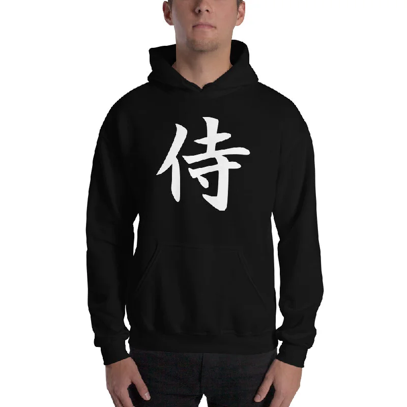 White Samurai The Japanese Kanji Symbol Unisex Hoodie Sweatshirt Hoodie with Relaxed Fit Easy Casual