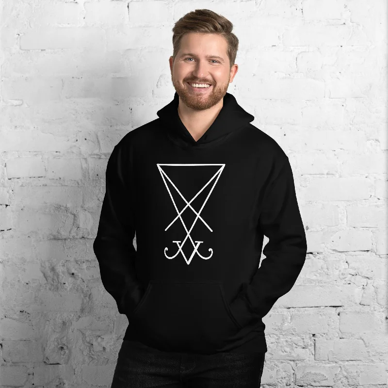 White Sigil of Lucifer (Seal of Satan) The Grimoire of Truth Unisex Hoodie Sweatshirt Oversized Hoodie Comfort Casual