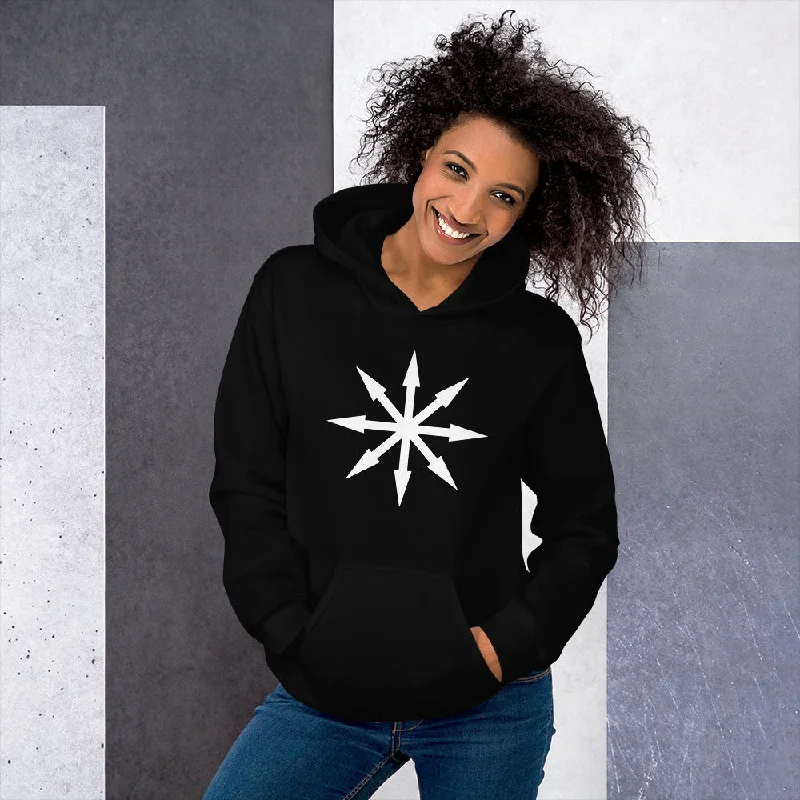 White Symbol of Chaos Magick Star Unisex Hoodie Sweatshirt Hoodie with Hem Fringe Bohemian Relaxed