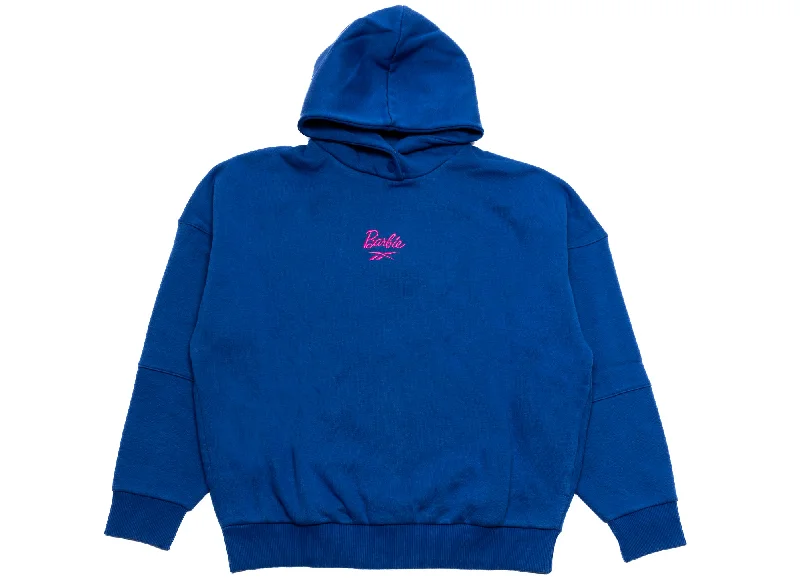 Women's Reebok x Barbie Hoodie in Blue Cotton Hoodie Fleece Lining Warmth