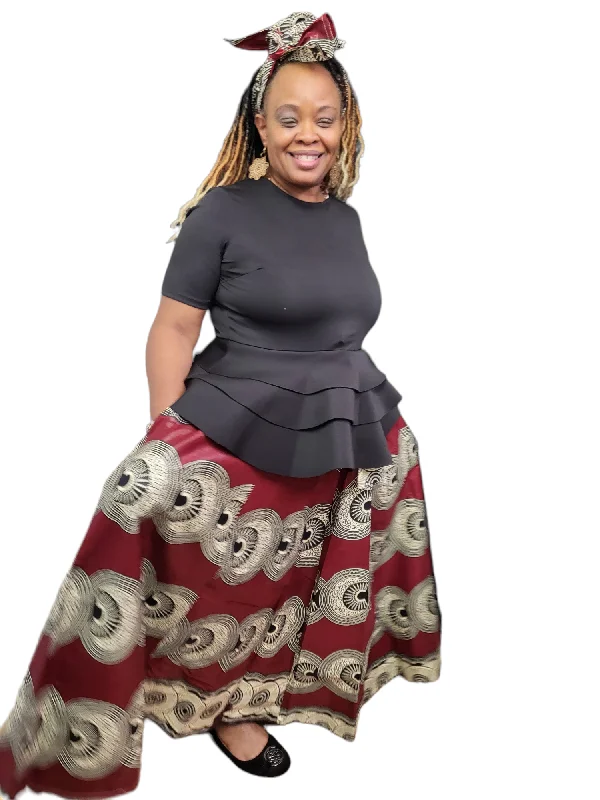 Skirt-2pc Long African Print asymmetrical skirt cut