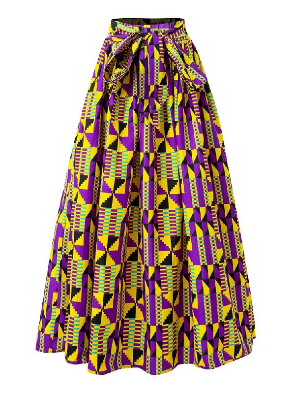 African Ankara Wax Print Onesize Maxi Skirt linen skirt relaxed