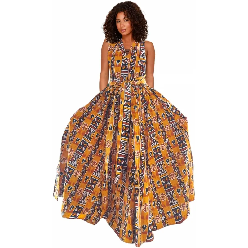 African Print Ankara Infinity Skirt with Pockets and Headwrap/Sash linen skirt relaxed