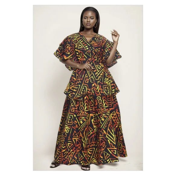 Ankara Style Maxi Skirt with Sash / Skirt Blouse Set modal blend skirt