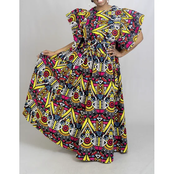 Ankara Style Maxi Skirt with Sash / Skirt Blouse Set zip skirt side