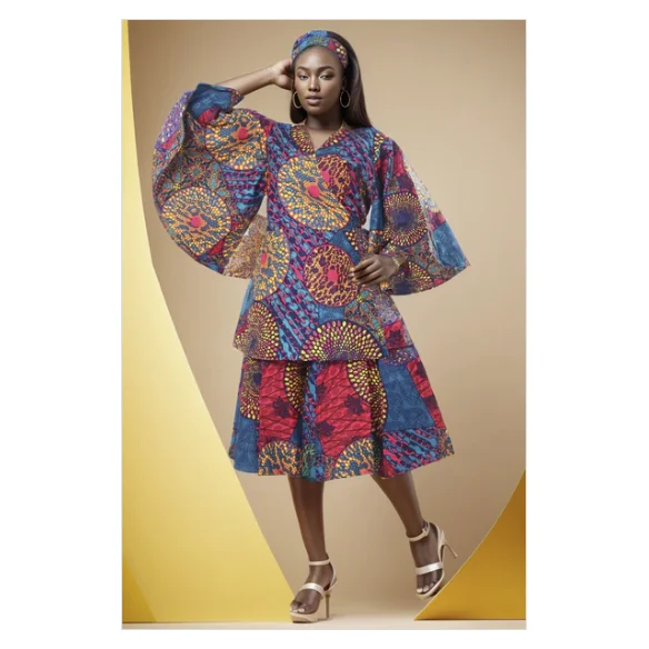 Ankara Style Midi Skirt linen skirt light