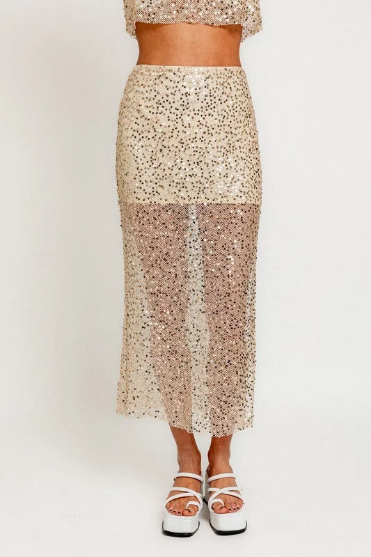 Backstage Gold Sequin Midi  Skirt - Final Sale athletic skirt fit