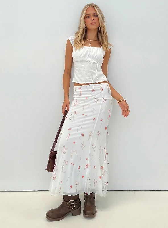 Breezewood Maxi Skirt White velvet skirt sumptuous