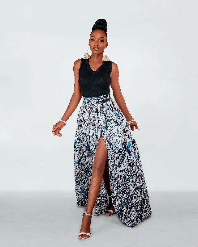 Carol Ankara Maxi Skirt | Black and White African Print tulle skirt dreamy