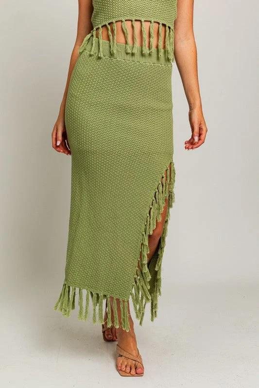 Catalina Island Tassel Midi Skirt - Final Sale corduroy skirt cozy