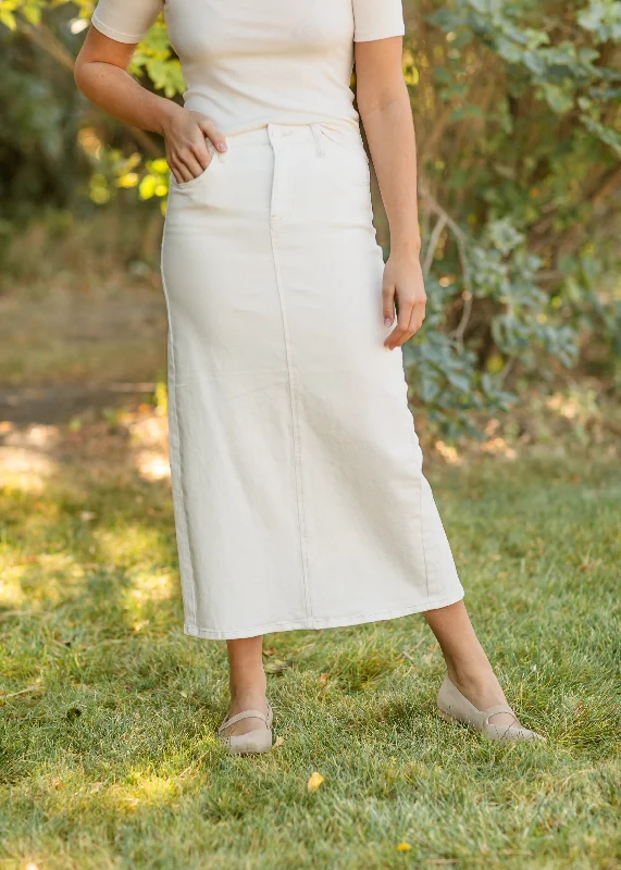 Corduroy Midi Skirt with Back Slit chiffon skirt lightweight