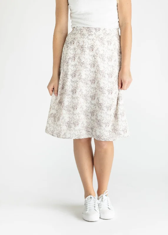 Ivory Floral Midi Slip Skirt - FINAL SALE corduroy skirt durable