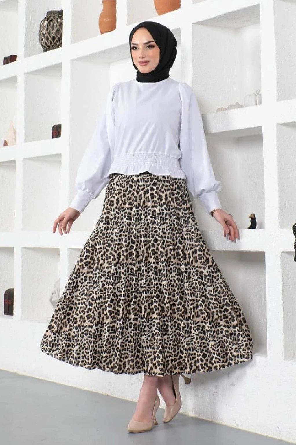 Leopard Patterned Womens Long Skirt - Maxi Skirt seamless skirt comfort