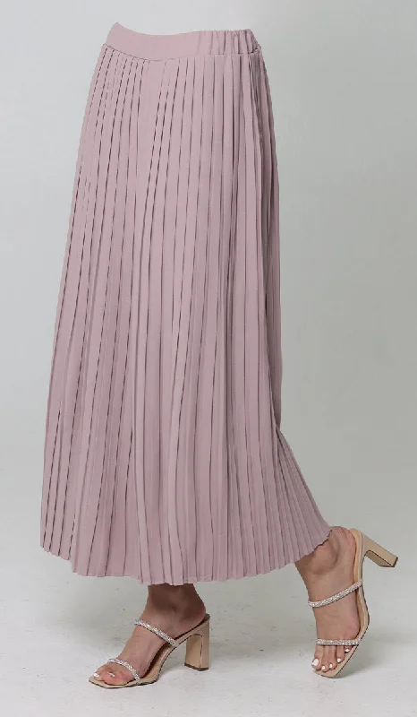 Lulu Pleated Long Maxi Skirt - Dusty Rose denim skirt trendy