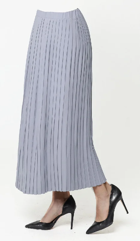 Lulu Pleated Long Maxi Skirt - Powder Blue silk skirt luxurious