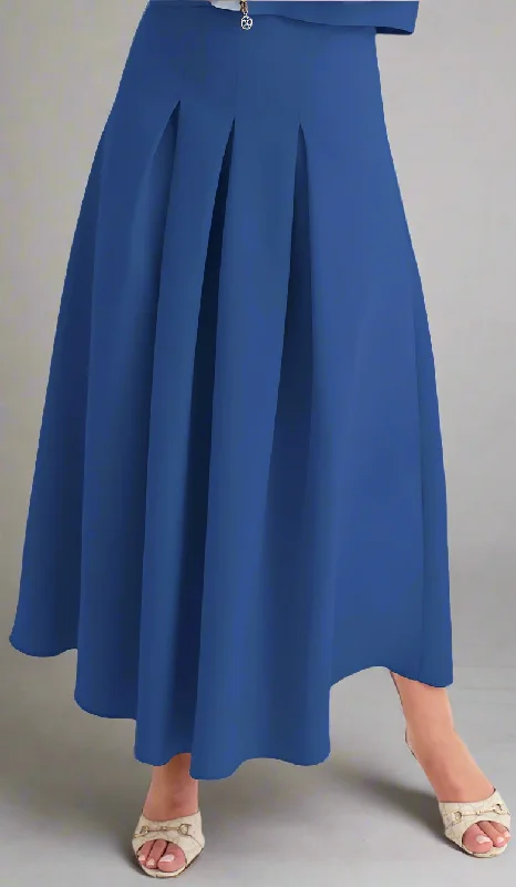 Mia Pleated Long Maxi Skirt - Indigo - Final Sale silk skirt elegant