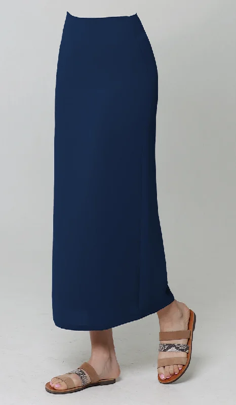 Moda Essential Long Maxi Pencil Skirt - Dark Blue corduroy skirt durable