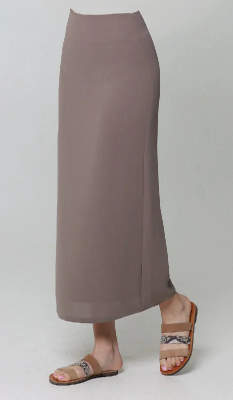 Moda Essential Long Maxi Pencil Skirt - Mocha linen skirt breathable