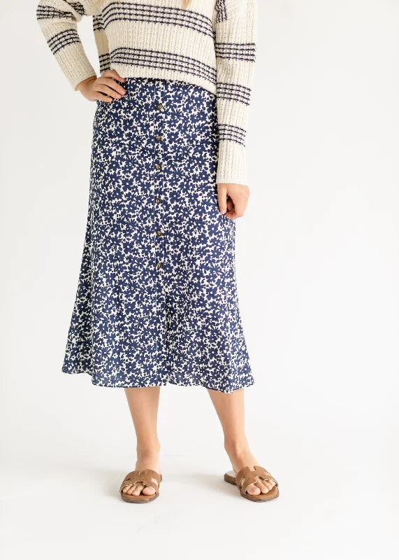 Molly Floral Printed Button Down Detailed Skirt - FINAL SALE wool skirt sturdy