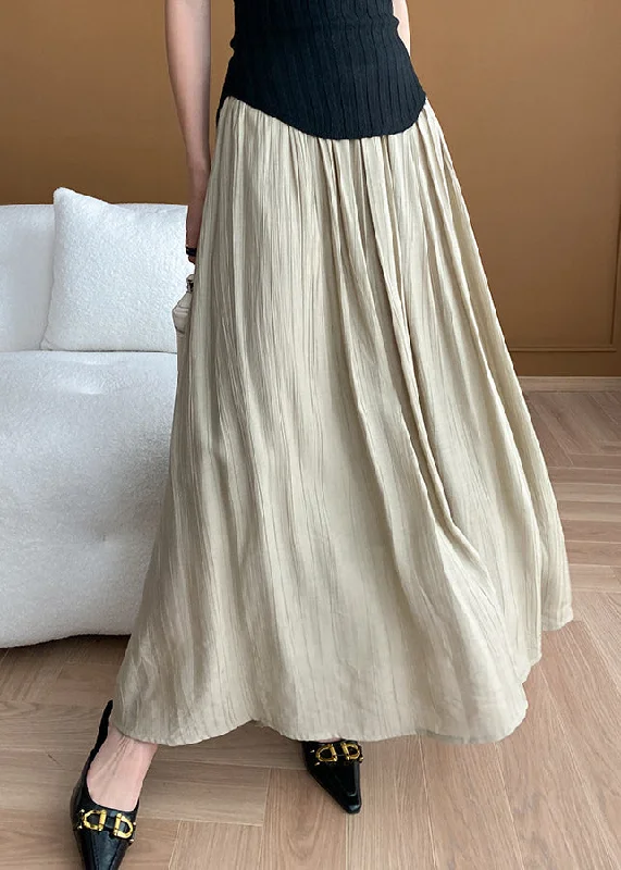 New Apricot High Waist Wrinkled Cotton Skirt Summer high waist skirt