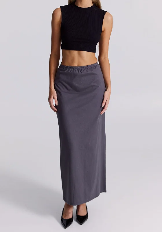 Pull On Jersey Maxi Skirt - Charcoal pleated skirt texture