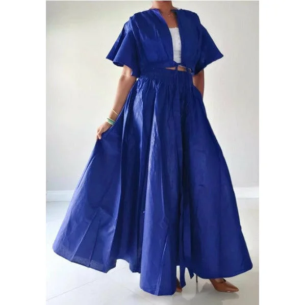 Tie up Crop Top/ Maxi Skirt Set Wax Cotton - 2 Piece Set wrap skirt elegant