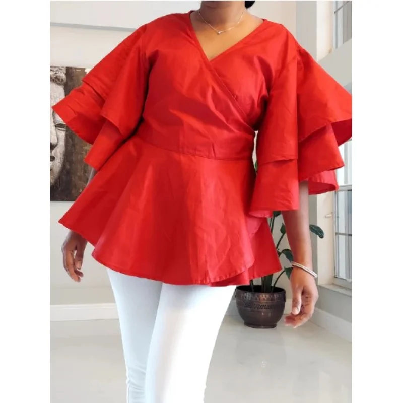 Wrap Blouse Top With Maxi Skirt / One Size Fits up to 3XL zip skirt side