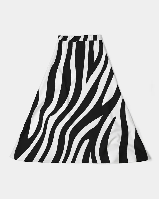 Women's A-Line Midi Skirt Zebra cashmere skirt fine