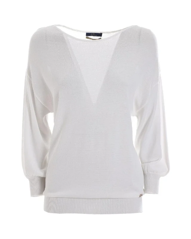 Yes Zee Women's V-Neck Long Sleeve Knit Sweater - White Open Front Closed Front Wrap Front